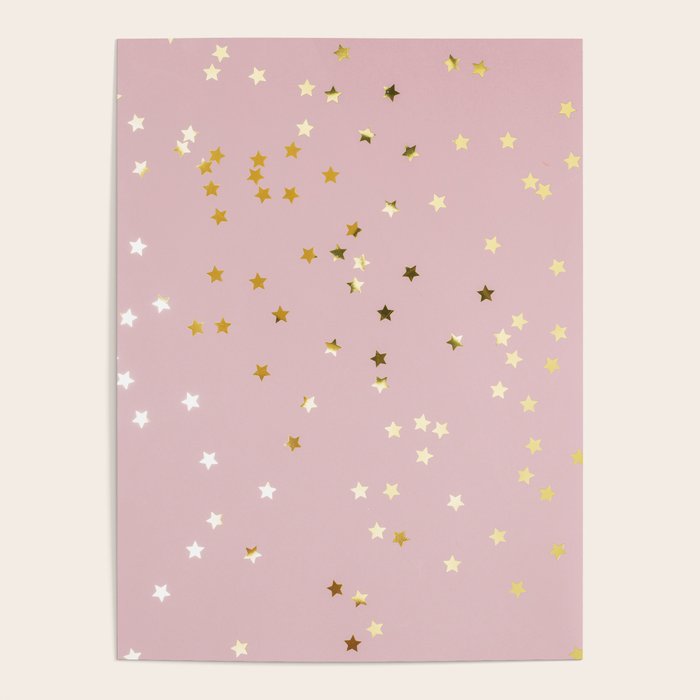 Pink and Gold Stars Poster Gallery Image 1