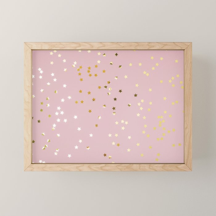 Pink and Gold Stars Mini Art Print Gallery Image 1