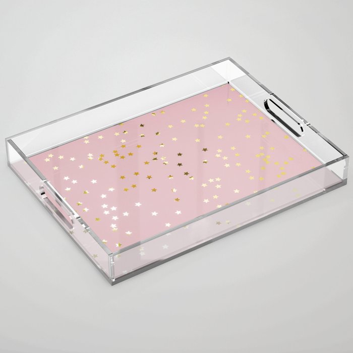 Pink and Gold Stars Acrylic Tray Gallery Image 1