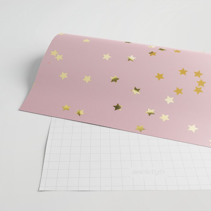 Pink and Gold Stars Wrapping Paper Gallery Image 2