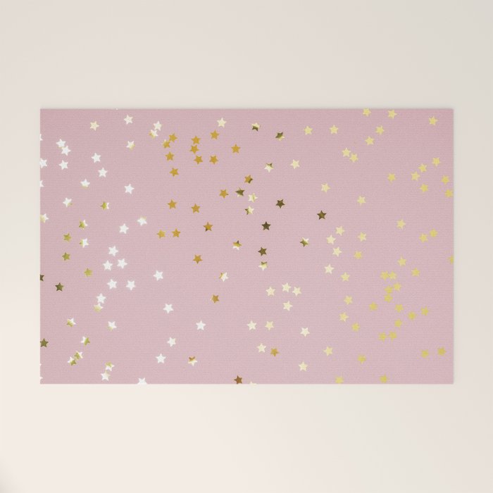 Pink and Gold Stars Welcome Mat Gallery Image 1