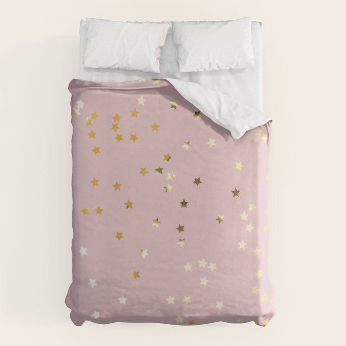 Pink and Gold Stars Duvet Cover