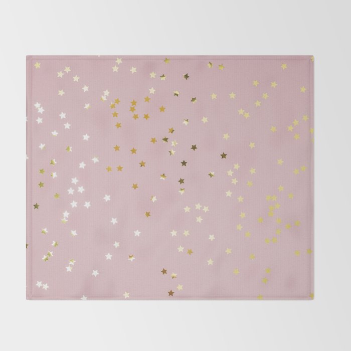 Pink and Gold Stars Throw Blanket Gallery Image 2