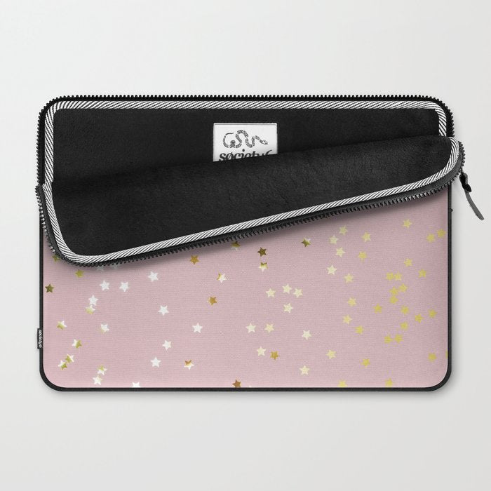Pink and Gold Stars Laptop Sleeve Gallery Image 2