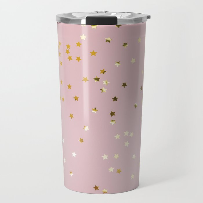 Pink and Gold Stars Travel Mug Gallery Image 1