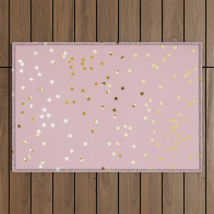 Pink and Gold Stars Outdoor Rug Gallery Image 1