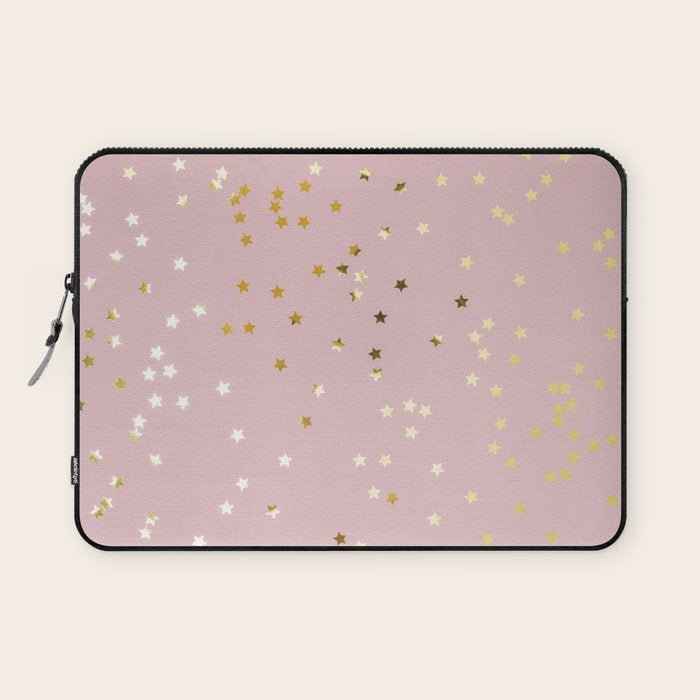Pink and Gold Stars Laptop Sleeve Gallery Image 1