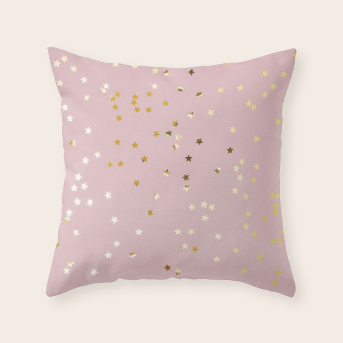 Pink and Gold Stars Throw Pillow Gallery Image 6