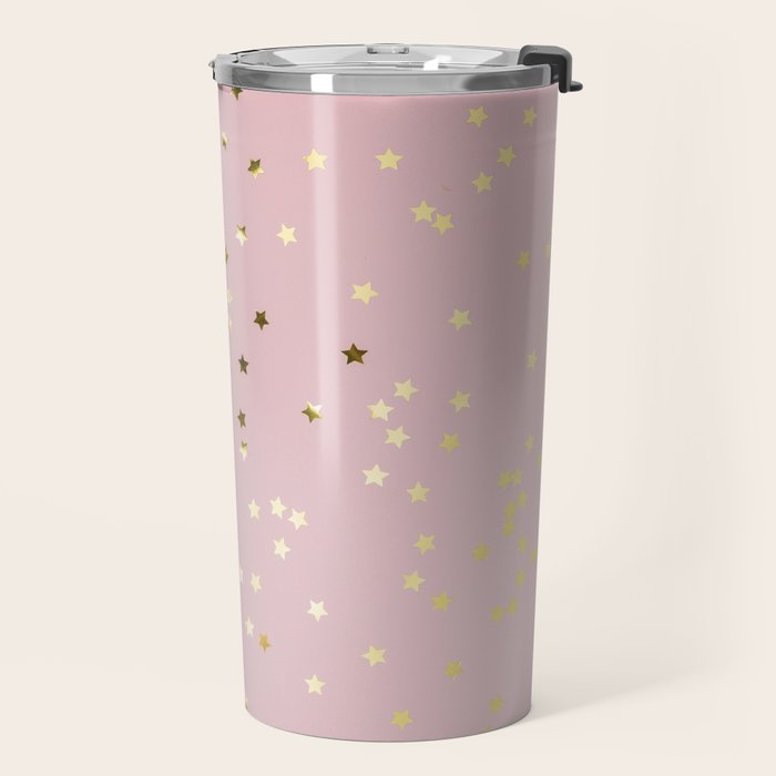 Pink and Gold Stars Travel Mug Gallery Image 2