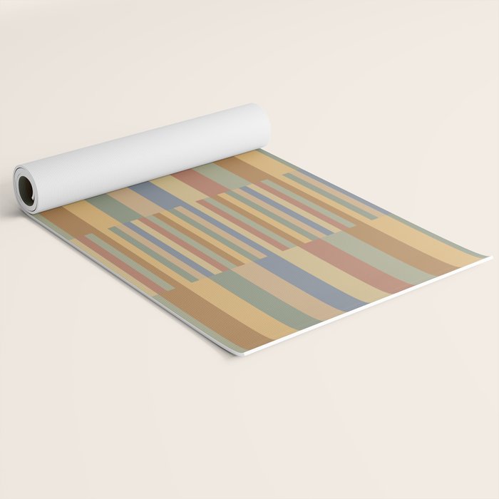 Mixed Stripes Pattern XXI Pastel Vintage Yoga Mat Gallery Image 2