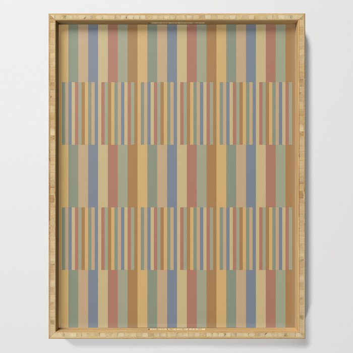 Mixed Stripes Pattern XXI Pastel Vintage Serving Tray Gallery Image 1