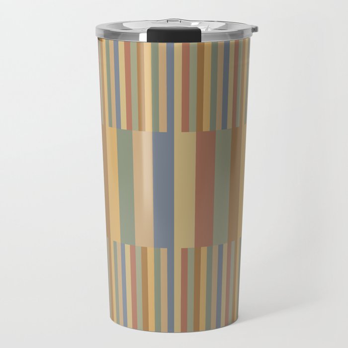 Mixed Stripes Pattern XXI Pastel Vintage Travel Mug Gallery Image 1