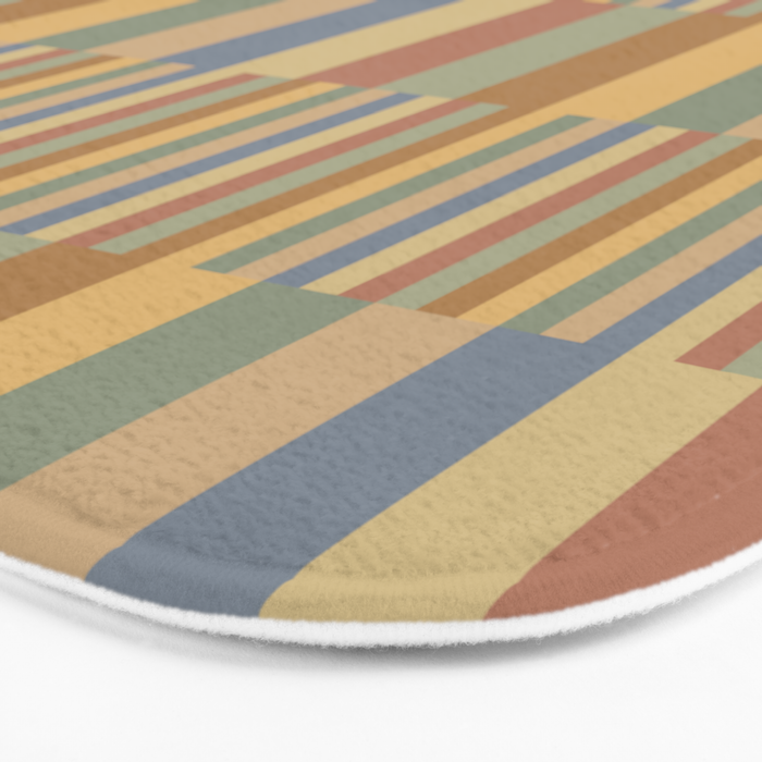 Mixed Stripes Pattern XXI Pastel Vintage Bath Mat Gallery Image 3