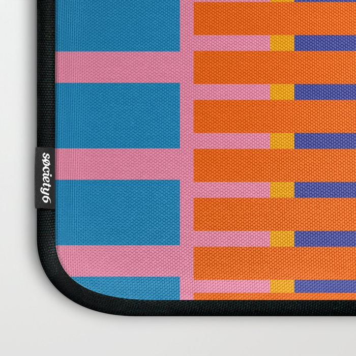 Colorful Bold Block Stripe Pattern in Pink Orange Blue Green Laptop Sleeve Gallery Image 3