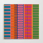 Colorful Bold Block Stripe Pattern in Pink Orange Blue Green Wood Wall Art Gallery Image 1