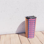 Colorful Bold Block Stripe Pattern in Pink Orange Blue Green Travel Mug Gallery Image 4