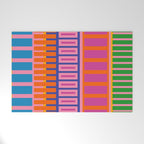 Colorful Bold Block Stripe Pattern in Pink Orange Blue Green Welcome Mat Gallery Image 1