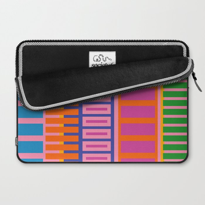 Colorful Bold Block Stripe Pattern in Pink Orange Blue Green Laptop Sleeve Gallery Image 2