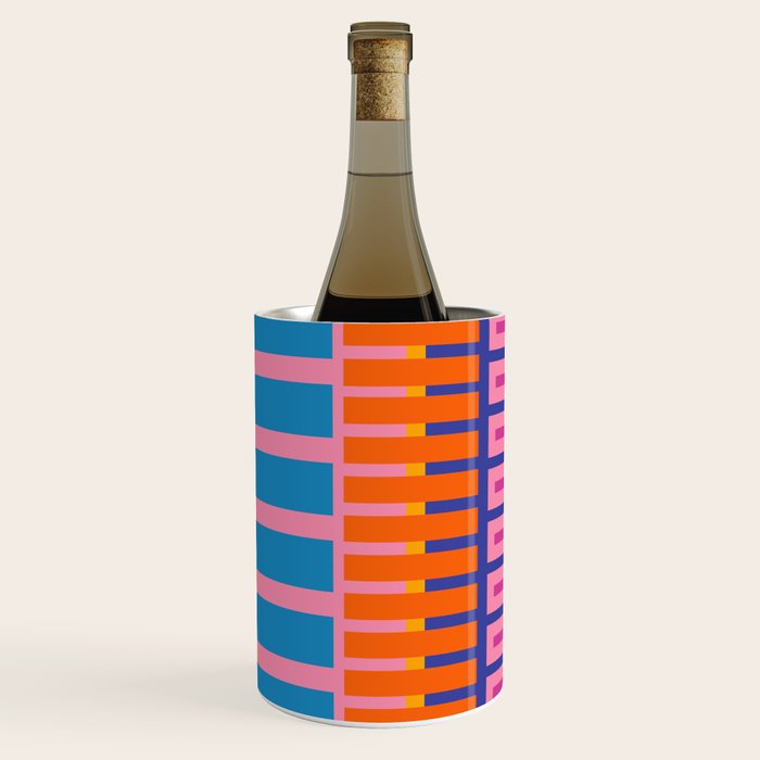 Colorful Bold Block Stripe Pattern in Pink Orange Blue Green Wine Chiller Gallery Image 2