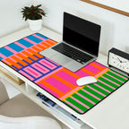 Colorful Bold Block Stripe Pattern in Pink Orange Blue Green Desk Mat Gallery Image 2