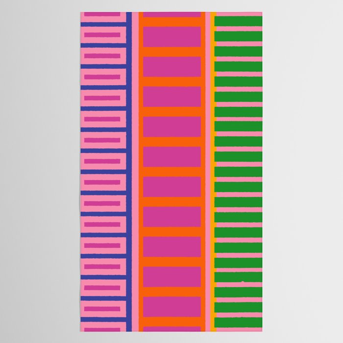 Colorful Bold Block Stripe Pattern in Pink Orange Blue Green Tablecloth Gallery Image 2