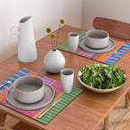 Colorful Bold Block Stripe Pattern in Pink Orange Blue Green Placemat Gallery Image 2