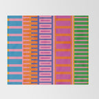 Colorful Bold Block Stripe Pattern in Pink Orange Blue Green Throw Blanket Gallery Image 2