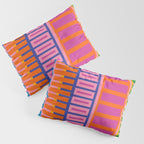 Colorful Bold Block Stripe Pattern in Pink Orange Blue Green Pillow Sham Gallery Image 3