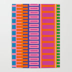 Colorful Bold Block Stripe Pattern in Pink Orange Blue Green Poster Gallery Image 4