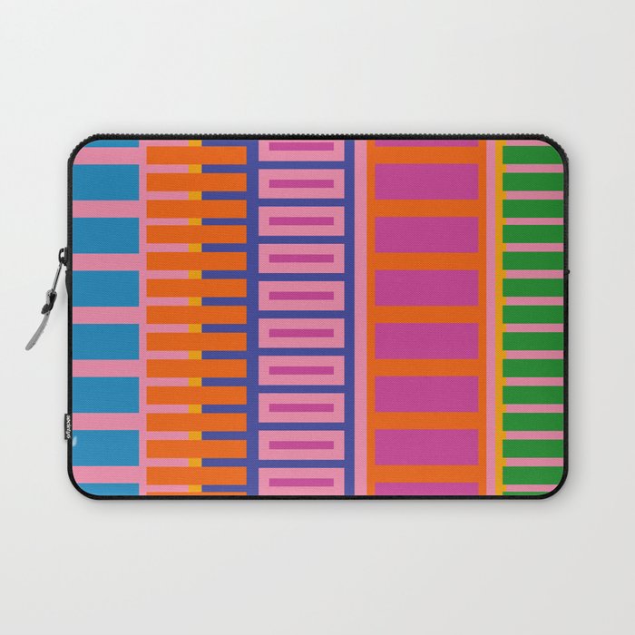 Colorful Bold Block Stripe Pattern in Pink Orange Blue Green Laptop Sleeve Gallery Image 1