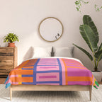 Colorful Bold Block Stripe Pattern in Pink Orange Blue Green Comforter Gallery Image 3