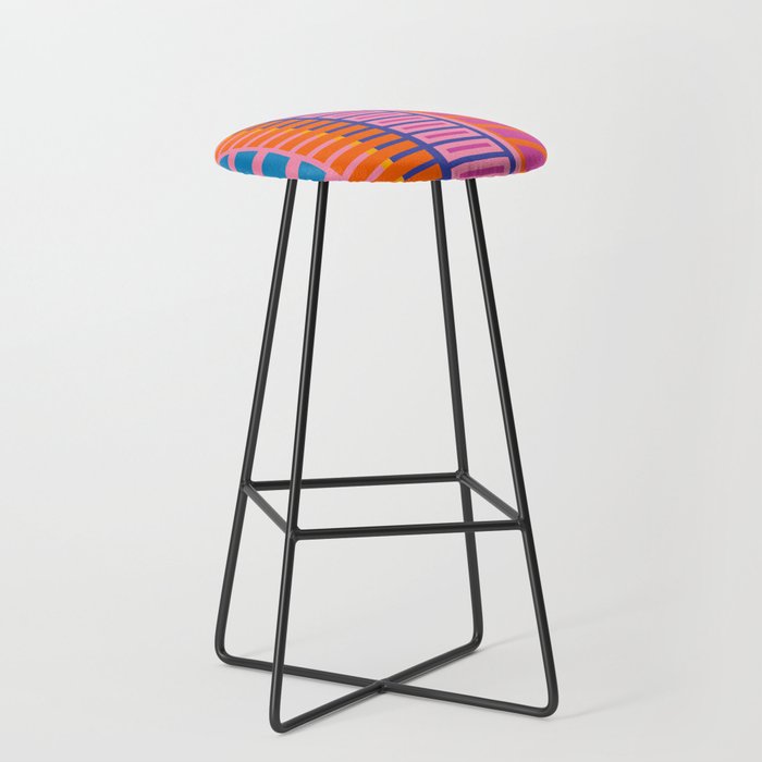 Colorful Bold Block Stripe Pattern in Pink Orange Blue Green Stool Gallery Image 1