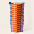 Colorful Bold Block Stripe Pattern in Pink Orange Blue Green Travel Mug Gallery Image 3