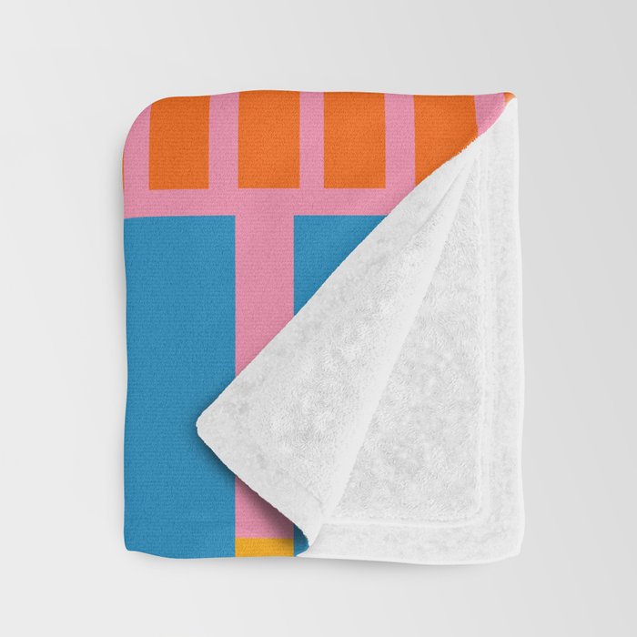 Colorful Bold Block Stripe Pattern in Pink Orange Blue Green Throw Blanket Gallery Image 3