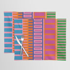 Colorful Bold Block Stripe Pattern in Pink Orange Blue Green Placemat Gallery Image 1
