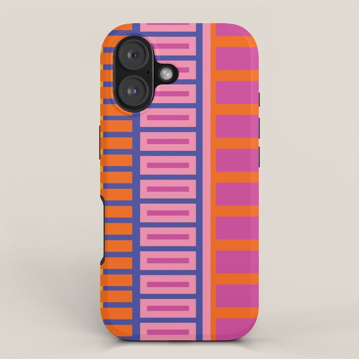 Colorful Bold Block Stripe Pattern in Pink Orange Blue Green iPhone Case Gallery Image 1