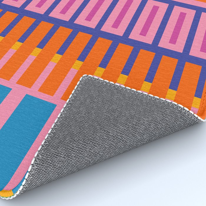 Colorful Bold Block Stripe Pattern in Pink Orange Blue Green Rug Gallery Image 4