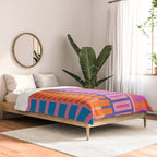 Colorful Bold Block Stripe Pattern in Pink Orange Blue Green Comforter Gallery Image 2