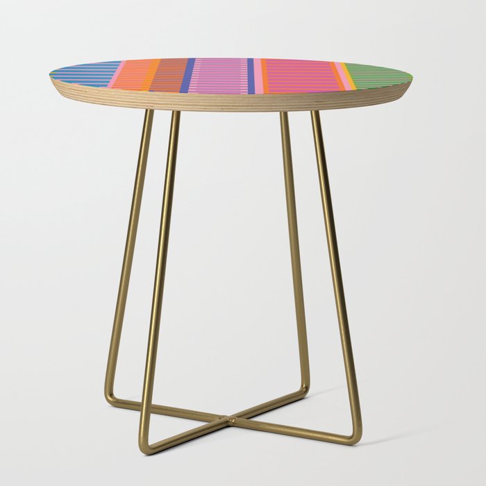 Colorful Bold Block Stripe Pattern in Pink Orange Blue Green Side Table Gallery Image 1