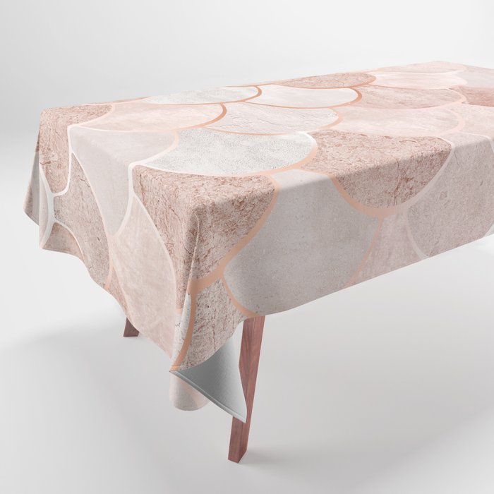 Mermaid Pattern, Pink Aesthetic Tablecloth Gallery Image 1