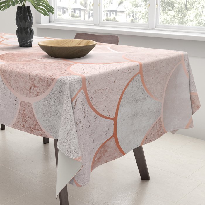 Mermaid Pattern, Pink Aesthetic Tablecloth Gallery Image 3