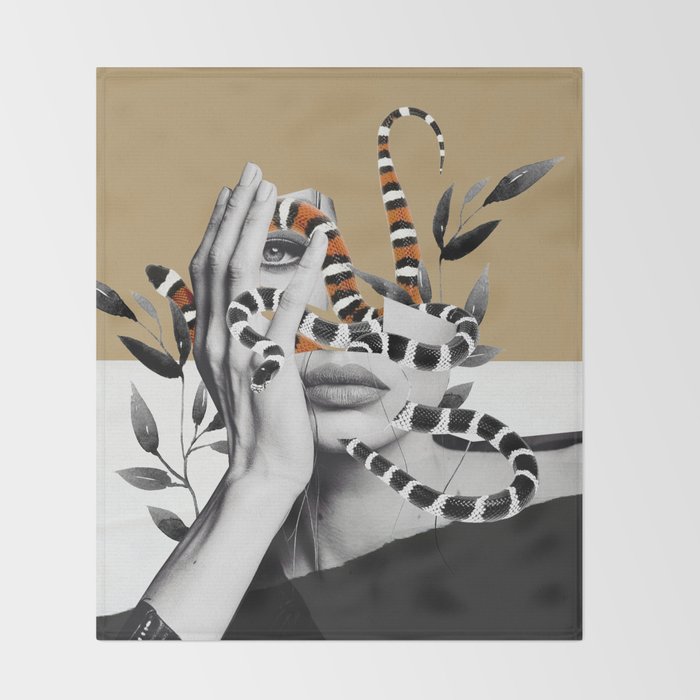 Woman and snakes Throw Blanket Gallery Image 2