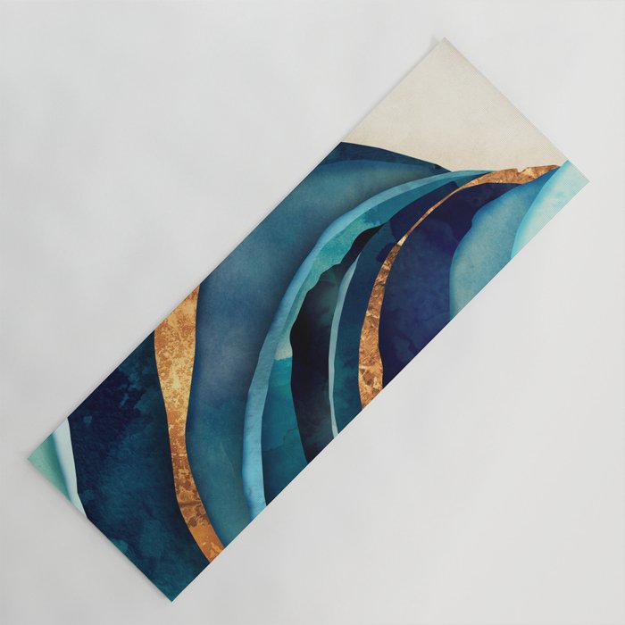 Abstract Blue with Gold Yoga Mat Gallery Image 1