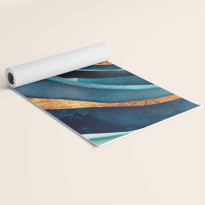 Abstract Blue with Gold Yoga Mat Gallery Image 2