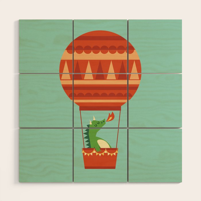 Dragon On Hot Air Balloon Wood Wall Art Gallery Image 1