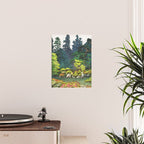 Resting at Dogo - Nature Ukiyo Landscape in Green, Orange, Red & Blue Poster Gallery Image 2