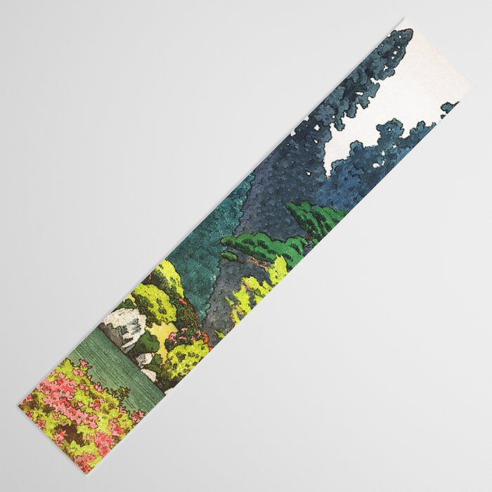 Resting at Dogo - Nature Ukiyo Landscape in Green, Orange, Red & Blue Table Runner Gallery Image 3