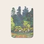 Resting at Dogo - Nature Ukiyo Landscape in Green, Orange, Red & Blue Bath Mat Gallery Image 1