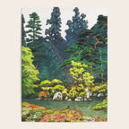 Resting at Dogo - Nature Ukiyo Landscape in Green, Orange, Red & Blue Poster Gallery Image 4