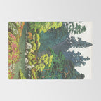 Resting at Dogo - Nature Ukiyo Landscape in Green, Orange, Red & Blue Rug Gallery Image 2